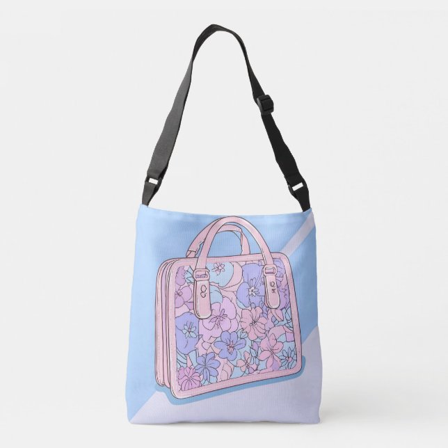 Bolso Cruzado Arte AI en la nube rosa azul claro (Reverso)