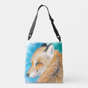 Bolso Cruzado Arte cutáneo rojo Fox Watercolor