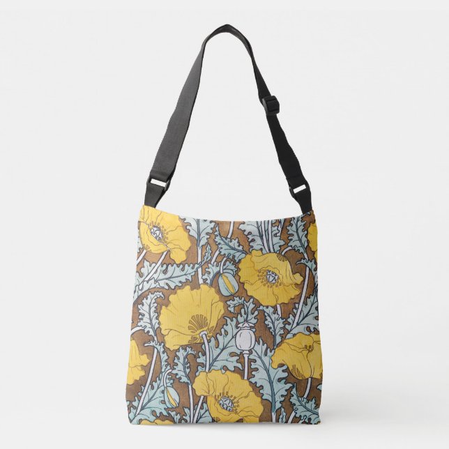 Bolso Cruzado arte de amapola flor amarillo ilustracion (Anverso)