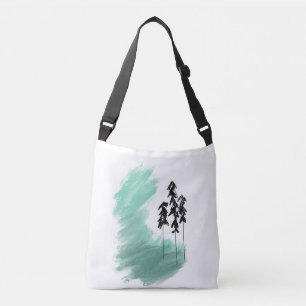 Bolso Cruzado arte de árbol verde escandinavo simple moderno men