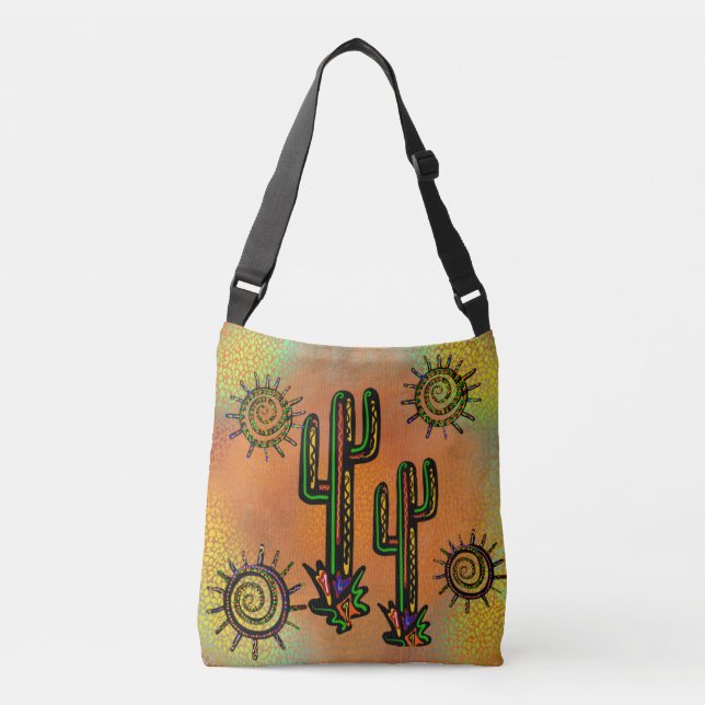 BOLSO CRUZADO ARTE DE CACTUS DEL SUDOESTE    (Anverso)