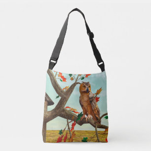 Bolso Cruzado Arte de fauna del arce de búho de otoño