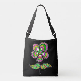 Bolso Cruzado Arte de flores de época pura psicodélica
