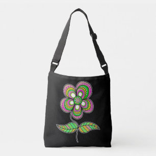 Bolso Cruzado Arte de flores de época pura psicodélica