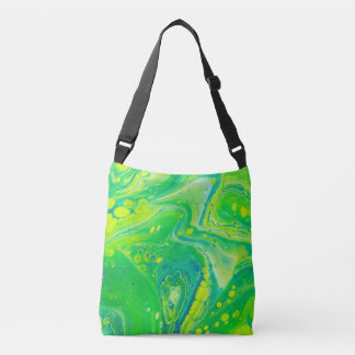 Bolso Cruzado Arte de flujo azul verde salvaje