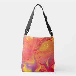 Bolso Cruzado Arte de flujo púrpura Naranja salvaje
