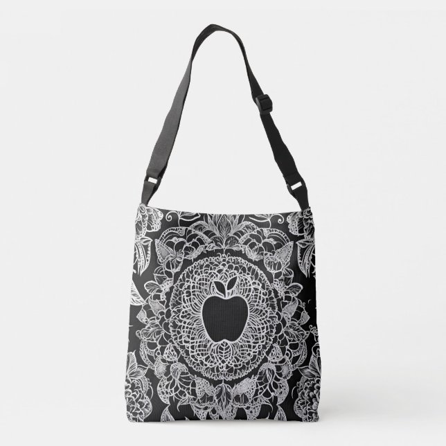 Bolso Cruzado Arte de IA de Apple negro (Reverso)