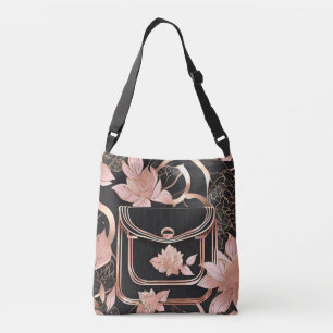Bolso Cruzado Arte de IA en negro y rosa oro