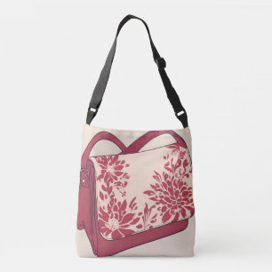 Bolso Cruzado Arte de IA Floral Beige & Red Purse