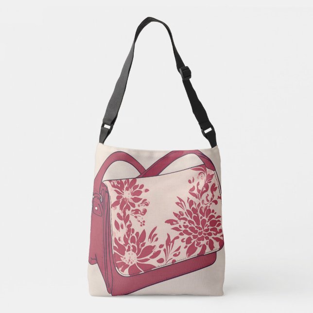 Bolso Cruzado Arte de IA Floral Beige & Red Purse (Reverso)