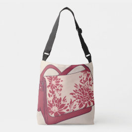 Bolso Cruzado Arte de IA Floral Beige & Red Purse