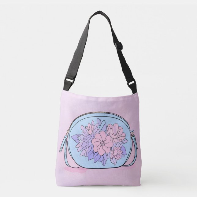 Bolso Cruzado Arte de IA floral Skycandy (Anverso)