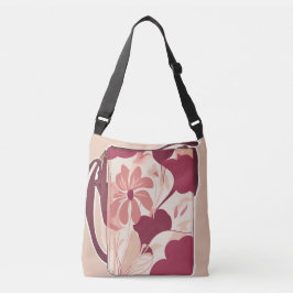 Bolso Cruzado Arte de IA rojo floral beige