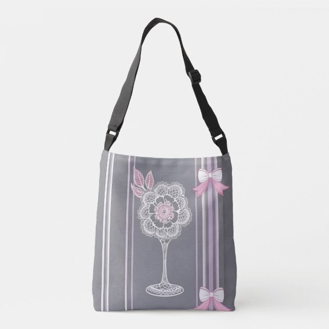 Bolso Cruzado Arte de IA rosa y gris (Reverso)