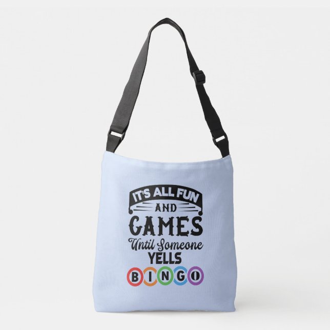 Bolso Cruzado arte de la palabra de juego de bingo divertido (Anverso)