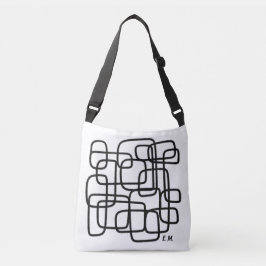 Bolso Cruzado Arte de línea abstracta con nombre personalizado