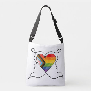 Bolso Cruzado Arte de línea del corazón de orgullo progresista