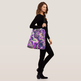 Bolso Cruzado Arte de mármol fractal boho hippie trippy vibrante
