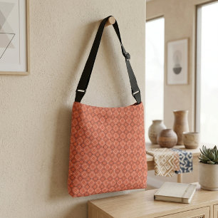 Bolso Cruzado Arte de patrón de rejilla de círculos geométricos 