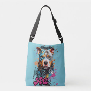 Bolso Cruzado Arte de perro gris con salpicaduras brillantes