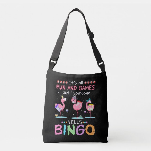 Bolso Cruzado Arte de regalos divertidos de Bingo Flamingo Rosa (Anverso)