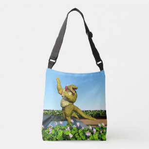 Bolso Cruzado Arte divertido de cocodrilo en fiesta de champán j