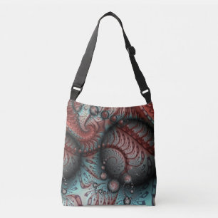 Bolso Cruzado Arte fractal de fantasía vívida abstracta marrón a