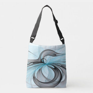 Bolso Cruzado Arte fractal moderno gris antracita abstracto