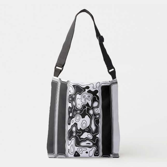 Bolso Cruzado Arte Geométrico Blanco Y Negro 1 (Anverso)