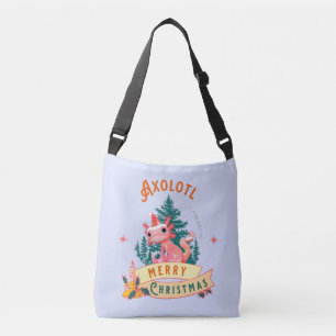 Bolso Cruzado Arte Navideño Divertido de Axolotl Adorable