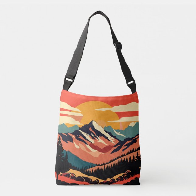 Bolso Cruzado Arte paisajístico de montaña (Anverso)