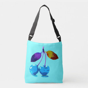 Bolso Cruzado Arte pop con cerezas azules brillantes