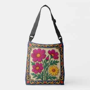 Bolso Cruzado Arte popular floral bordado