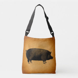 Bolso Cruzado Arte rústico de cerdo pintado ilustrado