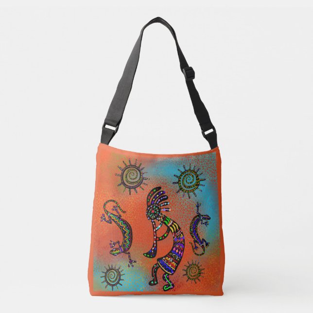 BOLSO CRUZADO ARTE SUDOESTE KOKOPELLI     (Anverso)