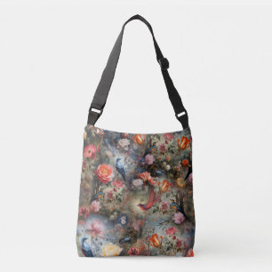 Bolso Cruzado Arte surrealista con flores y aves