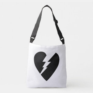 Bolso Cruzado Arte vectorial de corazón roto en blanco y negro