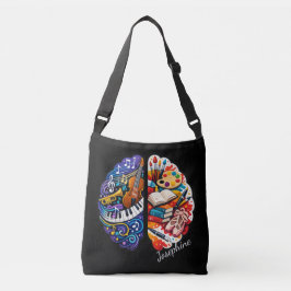 Bolso Cruzado Artes y Música Cerebro Creativo Personalizado Nomb