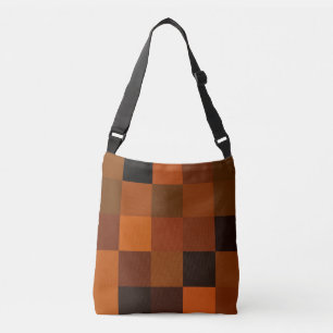 Bolso Cruzado Artístico suave cálido retro cuadros marrón negro