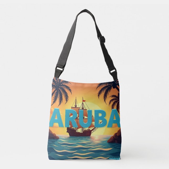 Bolso Cruzado Aruba sailing ship sunset (Anverso)