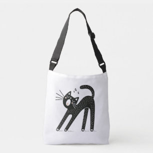 Bolso Cruzado Asombroso gato negro que bostece y estira