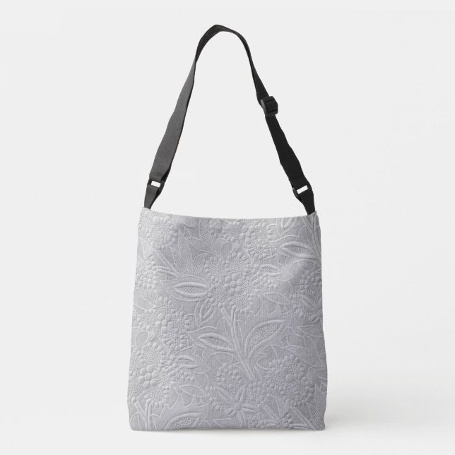 Bolso Cruzado Aspecto gris floral Grabado en relieve (Reverso)