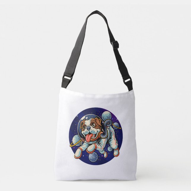 Bolso Cruzado Astronauta de perro, perro espacial (Anverso)
