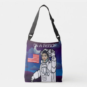 Bolso Cruzado Astronauta En La Luna Niño Del Espacio Ultraterres
