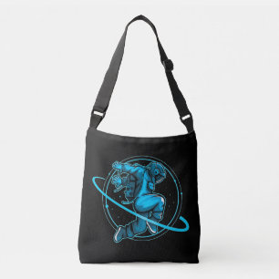 Bolso Cruzado Astronauta saltando bailando alrededor de obras de