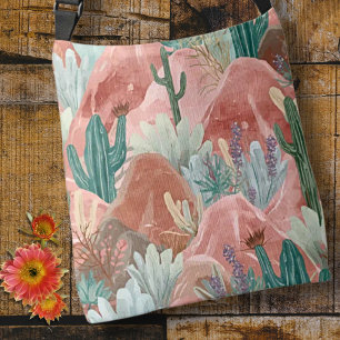 Bolso Cruzado Atardecer de flor del desierto con jardín de cactu