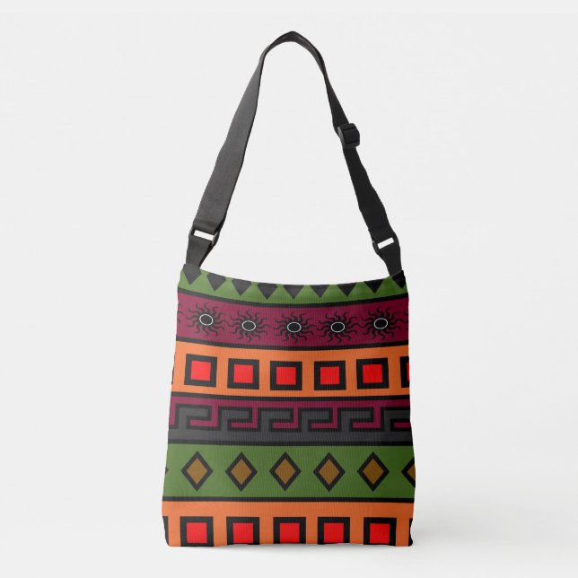 Bolso Cruzado auténtica tribu africana ornamentada (Anverso)