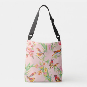 Bolso Cruzado Aves Exóticas: Sin Marea Floral Vintage.