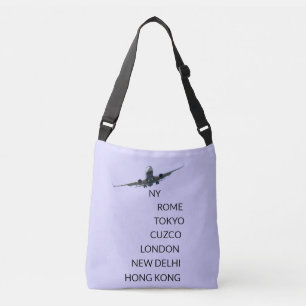 Bolso Cruzado Avión volando sobre azul pervinca claro
