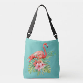 Bolso Cruzado Azul floral tropical flamenco